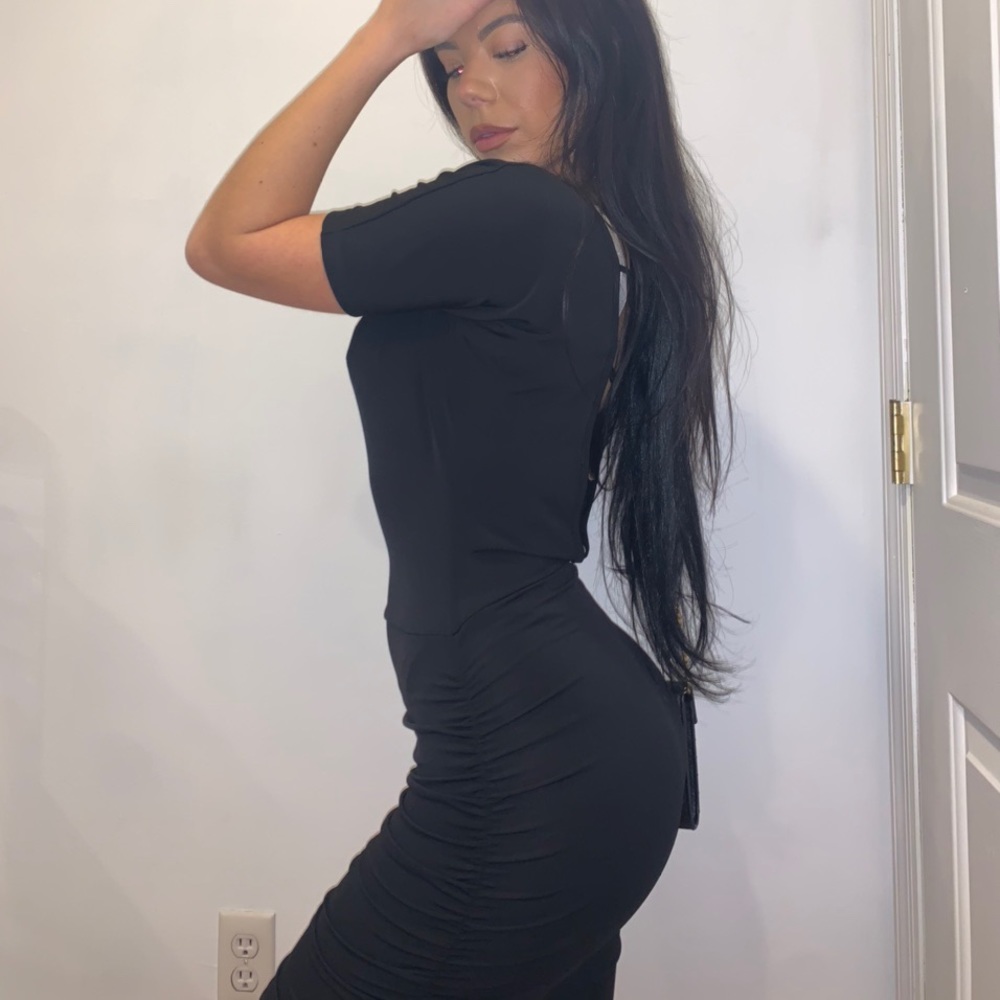 BLACK COWL NECK DRESS - Picture 3 of 4